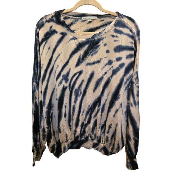 Young Fabulous & Broke Blue Tie Dye Dolman Soft Sweatshirt  Size Large EUC - Picture 2 of 6